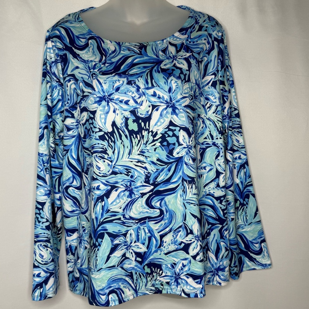 Stella Parker Blue Floral  Women's Top size PXL NWT
